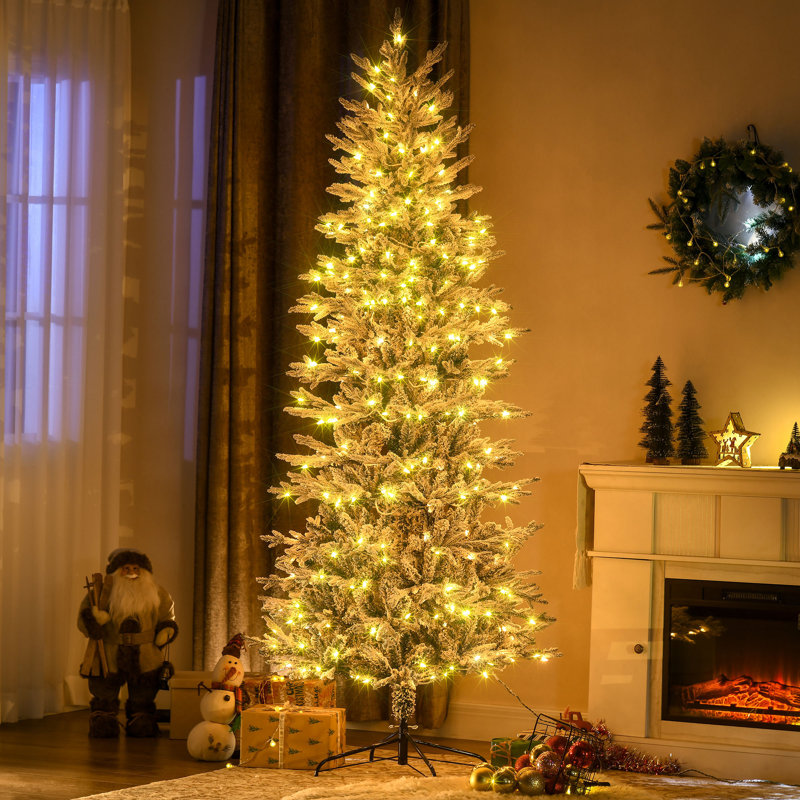 Arbre de Noël artificiel haute 7,5 pi HOMcom avec 850 branches de neige floquées