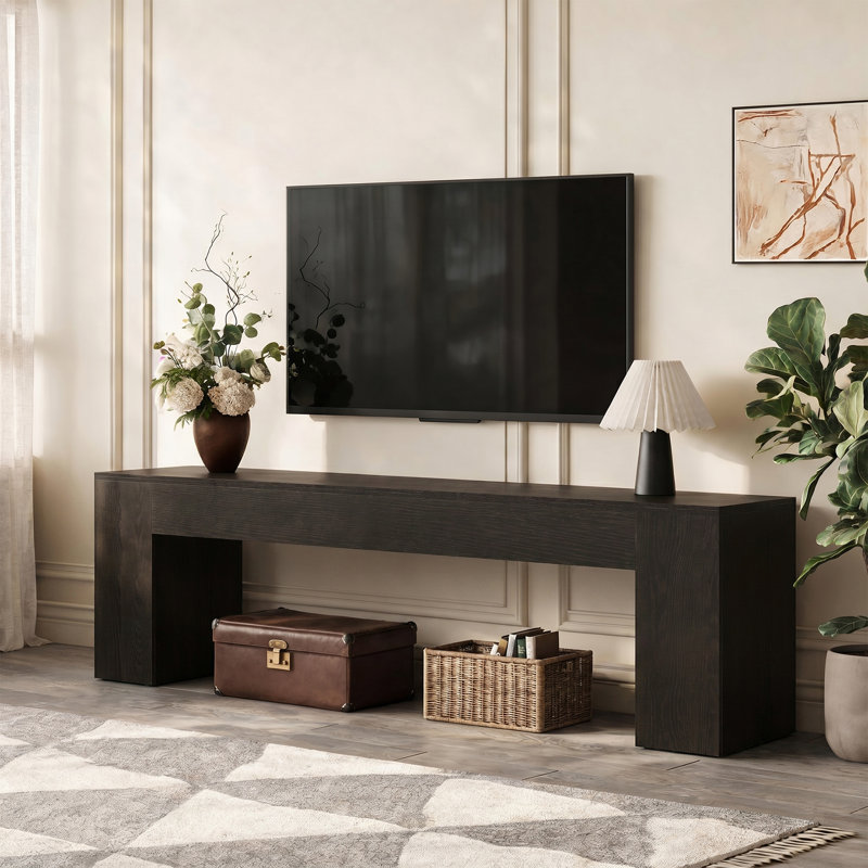 Meuble télé 70 po pour téléviseur de 80 po ou moins et téléviseur rectangulaire de 80 po ou moins pour le salon, Black