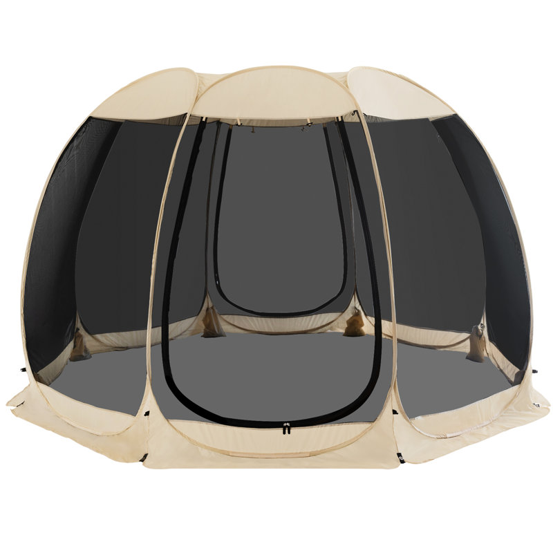 12' x 12' Beige Fiberglass Pop-Up Screen Tent Canopy
