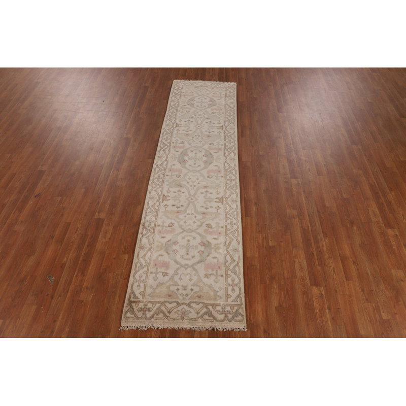 Tapis de couloir indien en laine Earth Tone Oushak 3 x 10