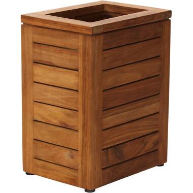 Teak Trash Receptacles - Outdoor Wooden Garbage and Recycling Bins