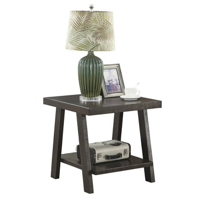 Athens Contemporary Wood Shelf End Table In Weathered Espresso