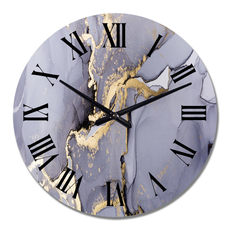 Horloge murale moderne mauve et or liquide, Moyen
