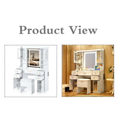 Vanity Table With Lighted Mirror