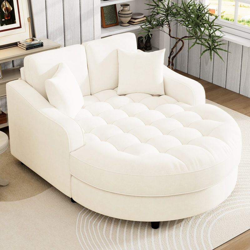 Méridienne beige de 55 po. Coin salon spacieux. Oreillers amovibles. Revêtement en chenille. Fabrication. Lit rembourré en mousse de qualité supérieure. Siège spacieux. Oreillers pour plus de confort. Structure en tissu. Haut