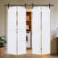 2 panneaux pliables de 84 po x 48 po Porte de grange coulissante en bois de noyer blanc avec ensemble de quincaillerie-132752547-132755232-132755274