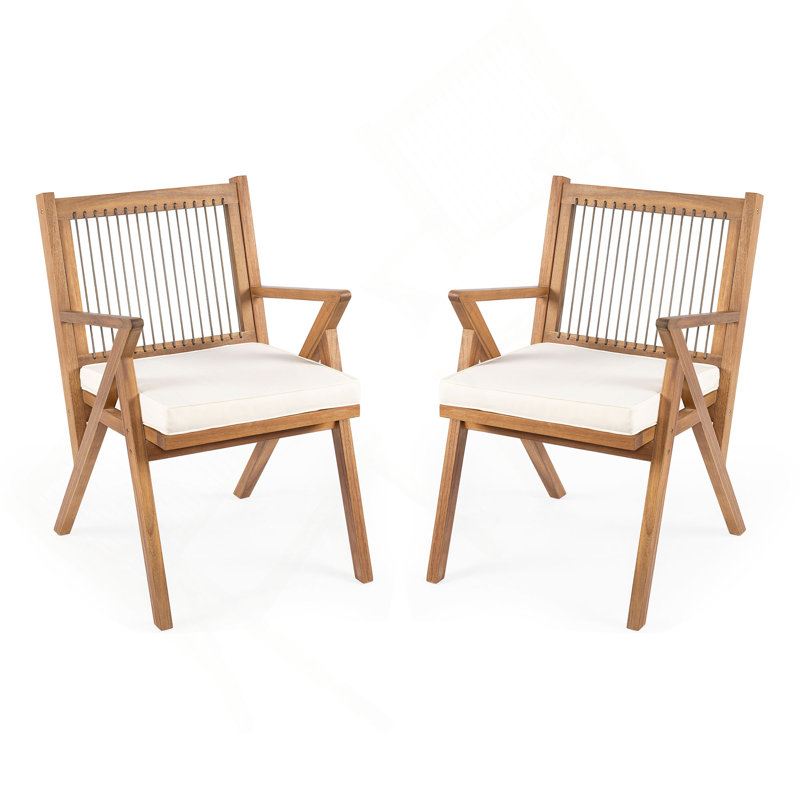 Chaise de patio avec coussin (ensemble de 2)