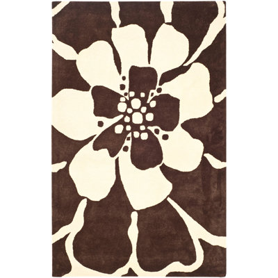 Tapis floral en laine et viscose touffeté à la main Winkelman