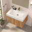 Meuble-lavabo mural de 76 cm (30 pouces) avec lavabo simple, grain de bois vertical, chêne naturel.