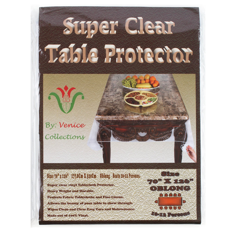 Clear Vinyl Table Protector, 126" L x 70" W Rectangle