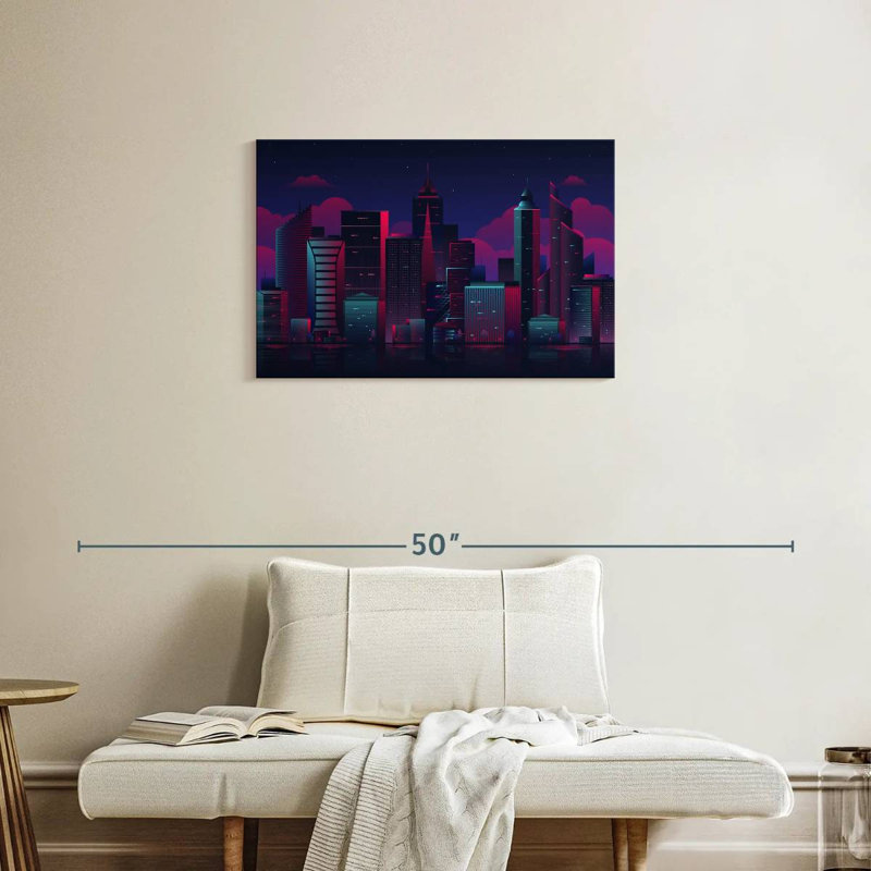 Paysage urbain de nuit Siron, H 20 po x l 30 po
