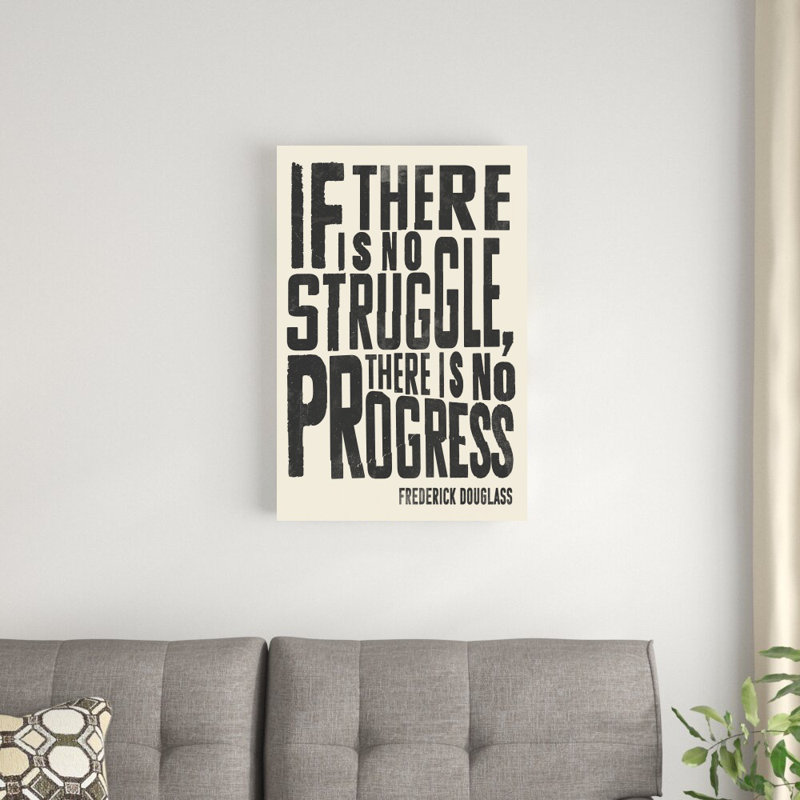 Citation de Frederick Douglass I, H 30 po x l 20 po x P 1,25 po, Imprimé avec cadre blanc, Blanc