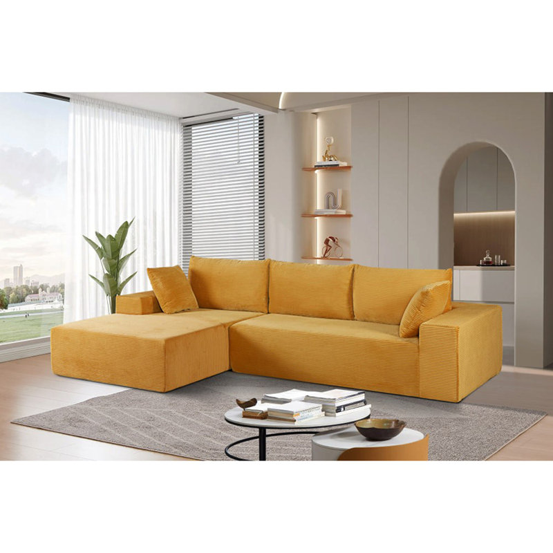 Canapé modulaire convertible en velours côtelé CozyForm, canapé confortable moderne avec rembourrage en mousse, canapé-lit modulaire confortable pour le salon, la chambre à coucher, aucun assemblage requis, faisant face à la gauche
