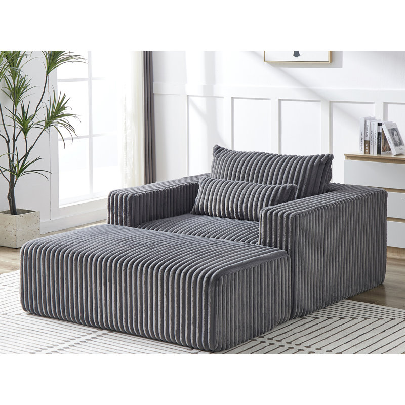 Flâneuse rembourrée, Velours côtelé gris