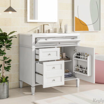 36'' Bathroom Vanity with Top Sink, Modern Bathroom Storage Cabinet