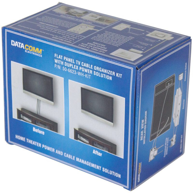 White Tamper-Proof Flat Panel TV Cable Organizer Kit