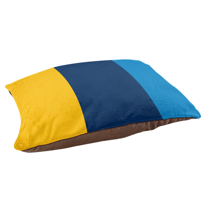 Coussin Cleveland, Moyen (l 40 po x P 30 po x H 6,5 po), Jaune / bleu marine / bleu