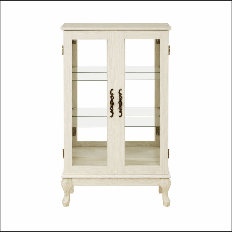 Armoire vitrée 2 portes avec portes en verre trempé, armoires vitrées avec panneau arrière en miroir et tablettes réglables, vitrine lumineuse pour la maison, ampoule de bureau incluse