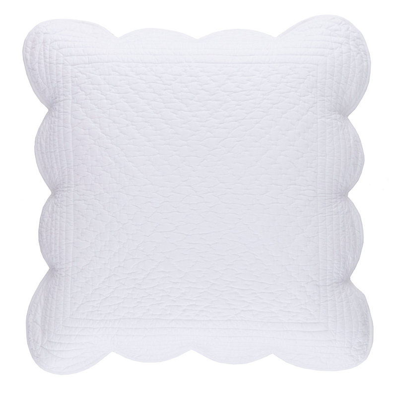 Power Shake Scallop White Quilted Sham, Euro
