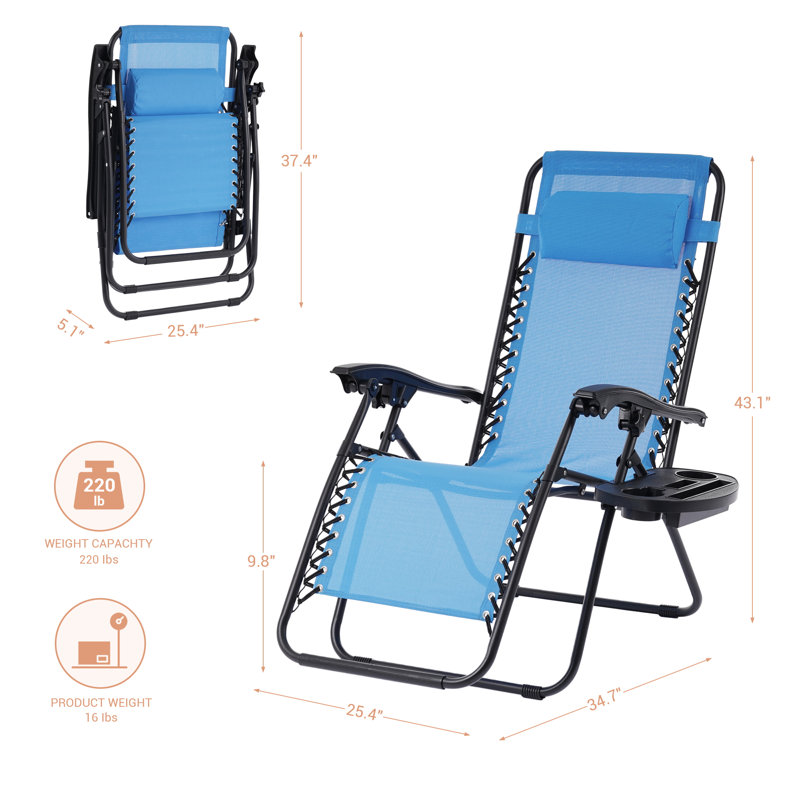 Chaise pliante zéro gravité Cynar (ensemble de 2), Lac bleu