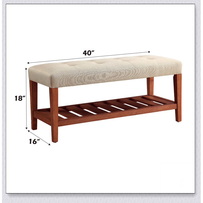 Charla  Fabric & Oak Finish Bench Simple design, comfortable and durable, multi-functional bench