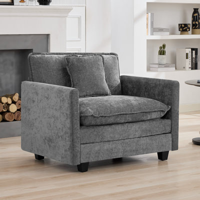 Fauteuil d'appoint rembourré en chenille de 41,3 po de largeur avec siège très profond