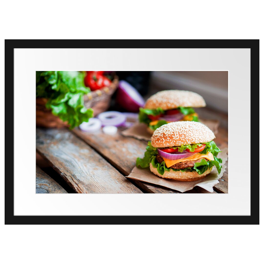 Gerahmtes Poster Leckere Burger