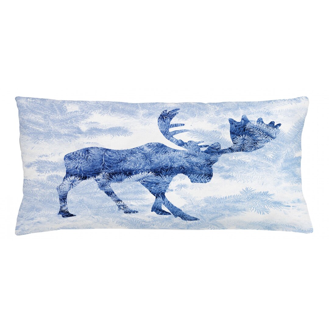 Kissenbezug, Blauer Winter Antlers Baum, Elch, Blau Weiss