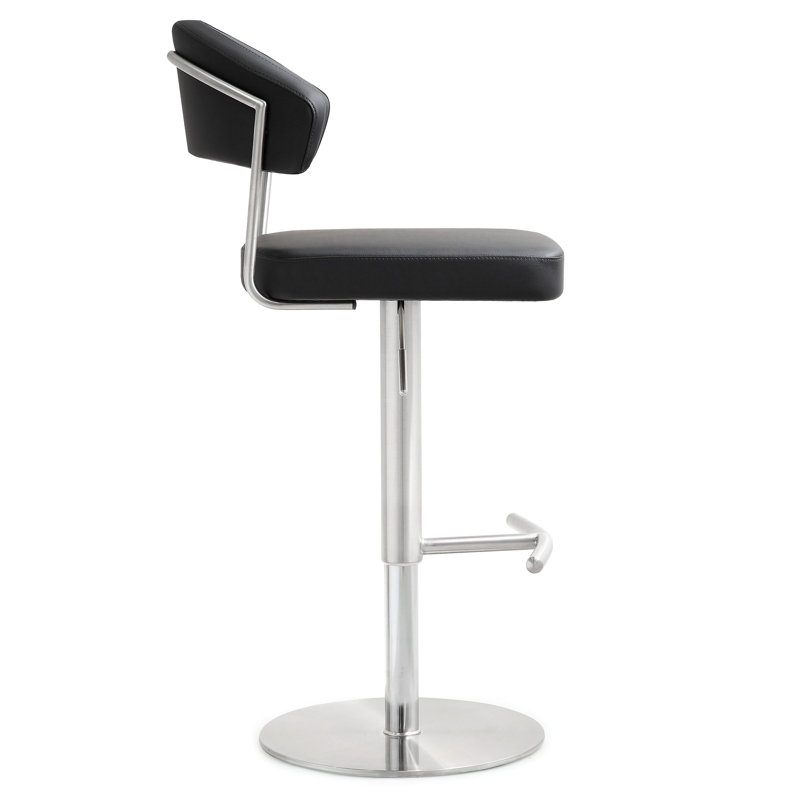 Upholstered Counter Stool with Metal Frame, Black/Silver