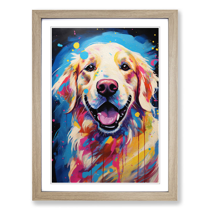 Golden Retriever Impressionism - Framed Print, 34cmH x 25cmW