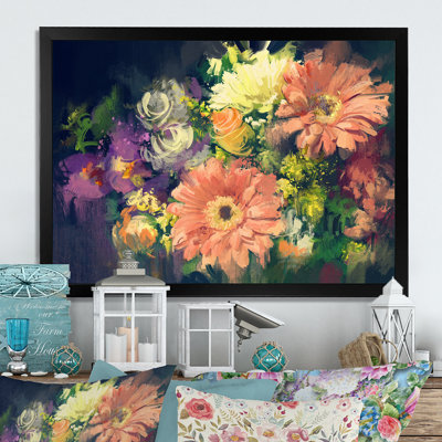 «Grunge Pastel Bouquet Of Flowers», reproduction sur toile