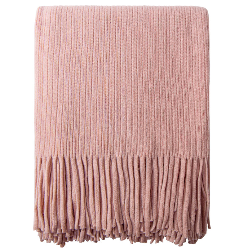 Jeté tricoté en acrylique NTBAY, Rose
