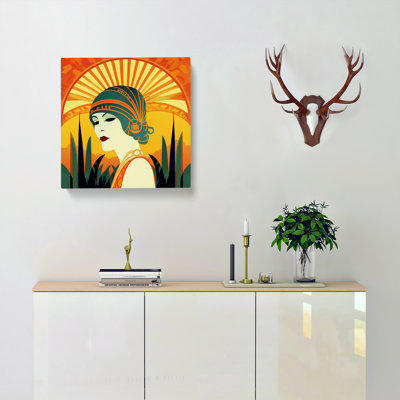 Art Deco Sunset Vintage Art No.1 - Wrapped Canvas