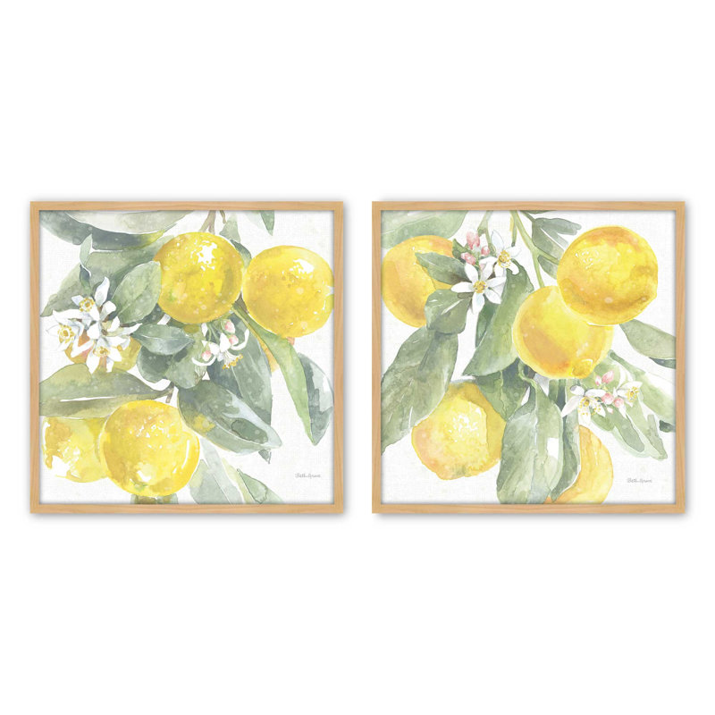 Ensemble de 2 impressions Lemon Grove Glow, 36 po x 36 po, Impression encadrée, Érable