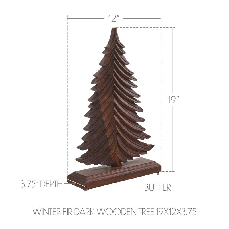 Sapin d'hiver en bois foncé 19 x 12 x 3,75