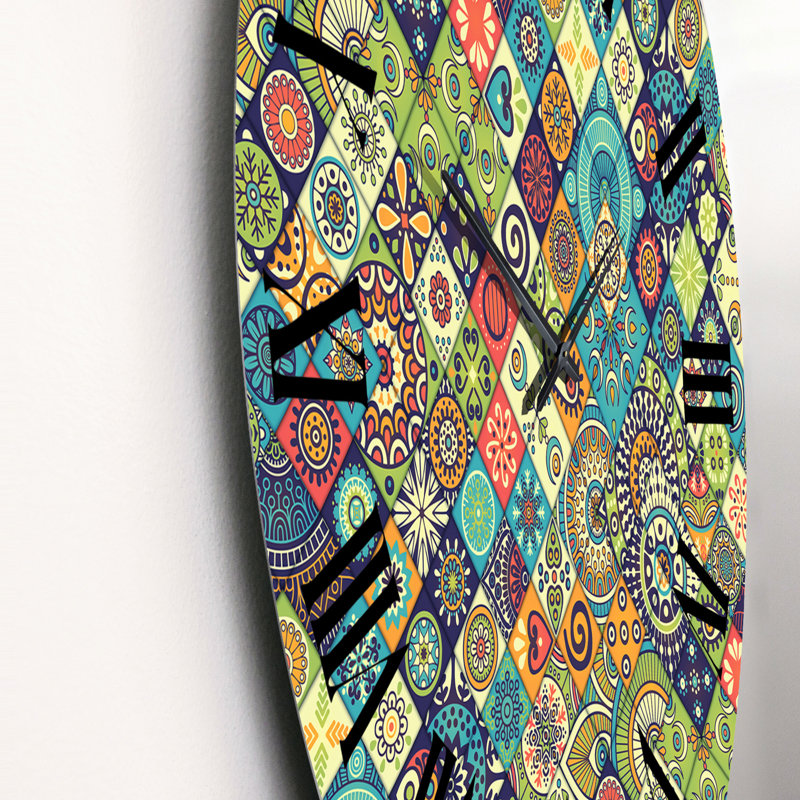 Ethnic Floral Geometrics - Horloge murale à motifs, Petit