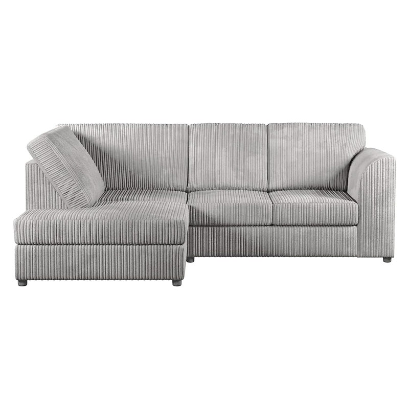 Jumbo Cord Hand Facing Corner Sofa With Footstool, Left Hand Facing, Silver