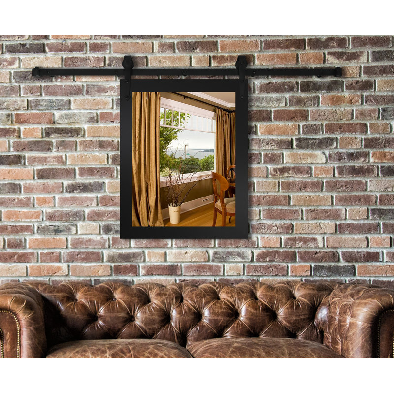 Neace Flat Mirror, 39" H x 33" W, Satin Black