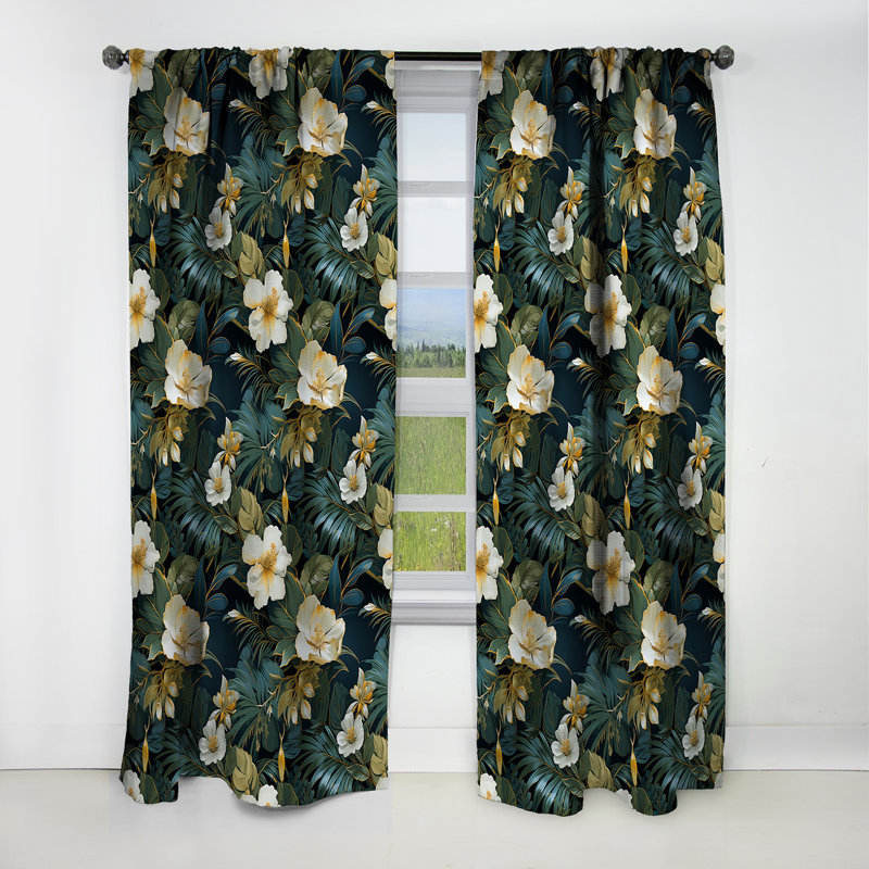 Mirage Elegance Ii - motif tropical I - Rideau floral - Rideau occultant floral - 1 panneau, L 52 po x L 95 po