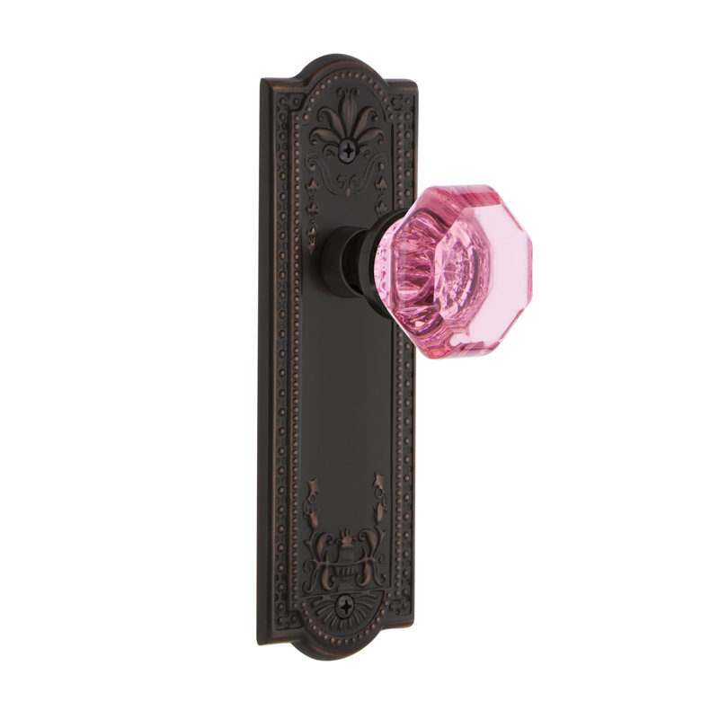 Plaque longue de porte mortaise intérieure en cristal rose avec pré Waldorf, 2 1/4 po, Bronze intemporel