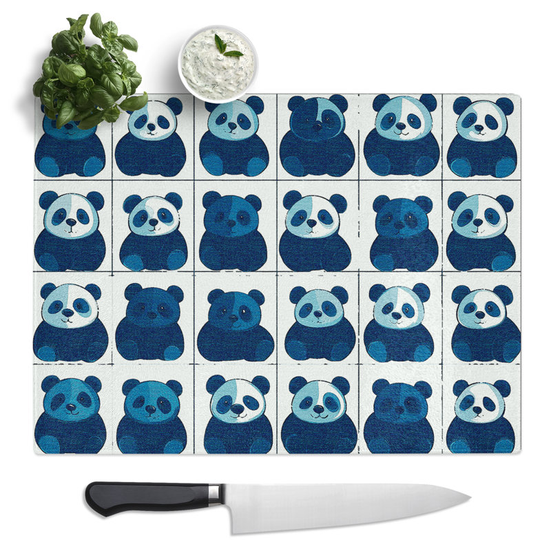 Panda Pattern  Glass Chopping Board