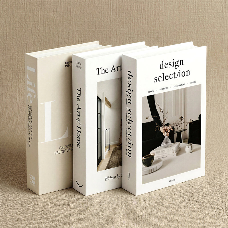 Ensemble de 3 livres décoratifs beiges et blancs