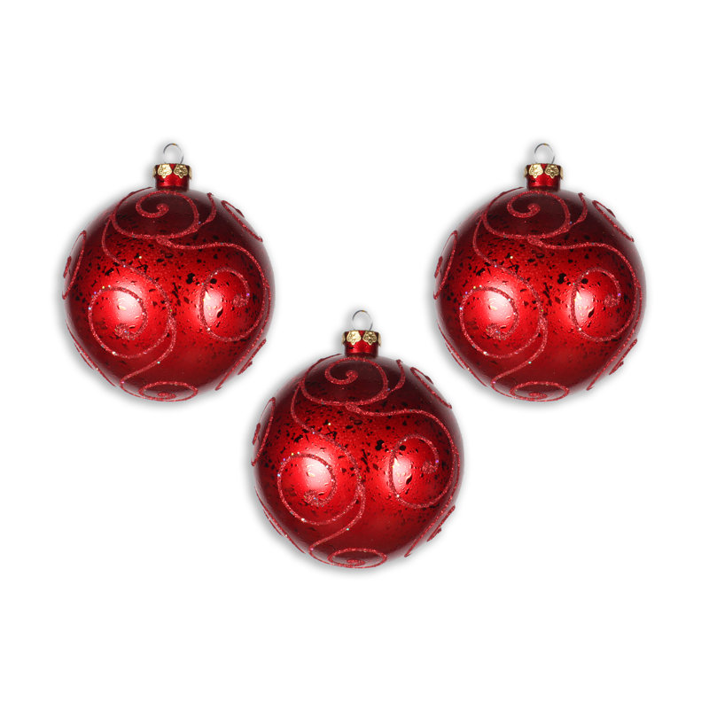 Ensemble d'ornement boule 3 pièces, Rouge