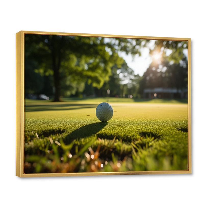 " Golf Putting Green Tranquility III ", 12" H x 20" W x 1" D, Gold Floater Framed