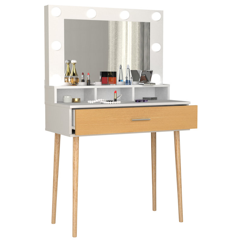 Sacaton Dressing Table with Mirror, Brown/Grey