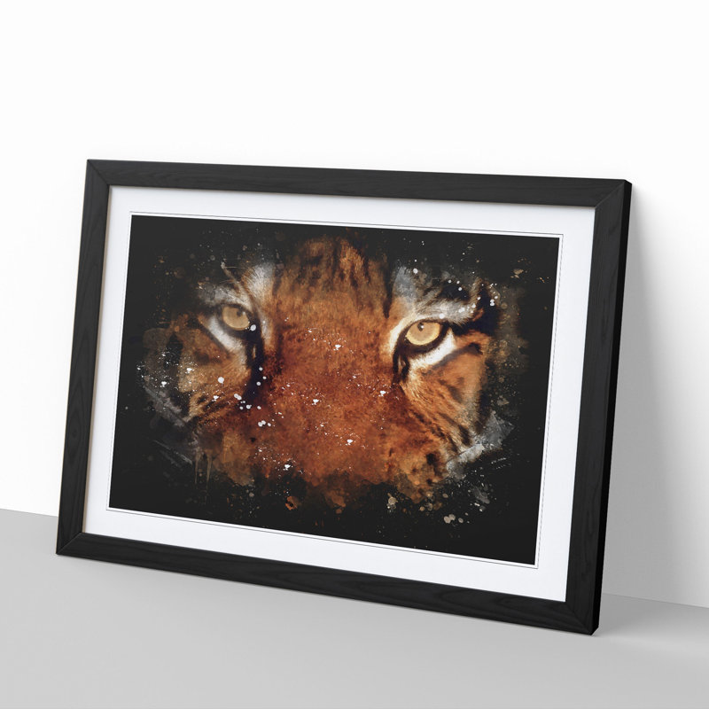 Tiger Vol.6 Paint Splash - Picture Frame Graphic Art, 27cm H x 36cm W x 2cm D, Black