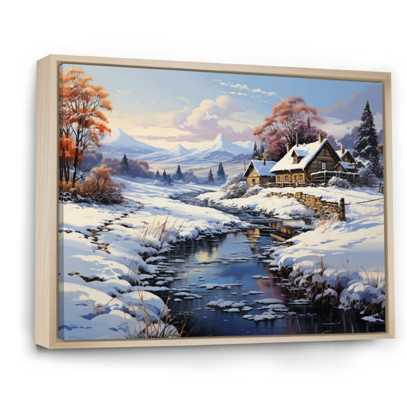Winter Country Charm Landscape I, H 24 po x l 32 po x P 1 po, Cadre naturel flottant