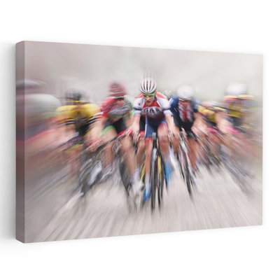 Speeding Cyclists Contemporary Wall Art Print