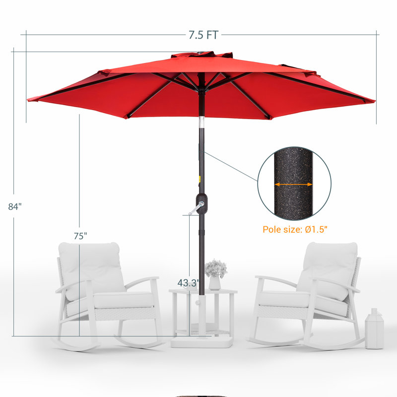 Parasol Sawyer, Rouge piment, H 92,9 po x l 90 po x P 90 po