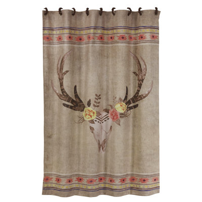 Desert Skull Floral Shower Curtain with Hooks Included